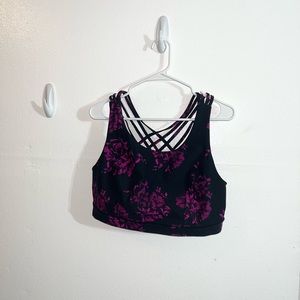 Torrid Black & Purple Floral Sports Bra - Size 2